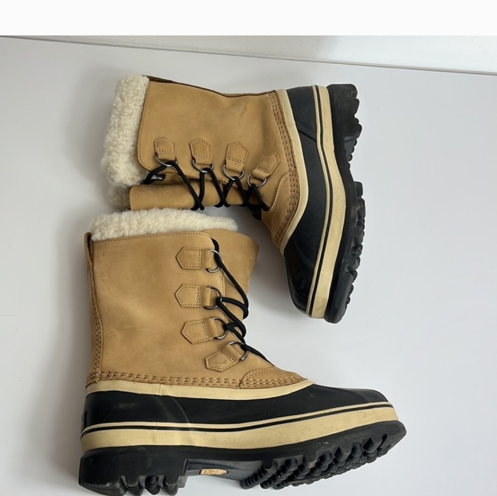 Sorel Caribou Boots Women's Size 9.5 Buff Tan NL 1005-280